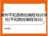 漳州平和县数控编程培训学校(平和数控编程培训)