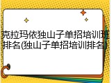 克拉玛依独山子单招培训班排名(独山子单招培训排名)