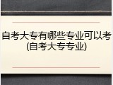自考大专有哪些专业可以考(自考大专专业)