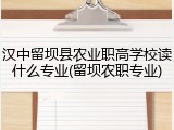 汉中留坝县农业职高学校读什么专业(留坝农职专业)