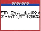 平顶山卫东高三生去哪个补习学校(卫东高三补习推荐)