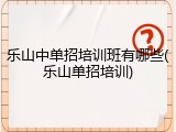 乐山中单招培训班有哪些(乐山单招培训)