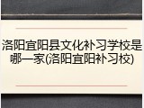 洛阳宜阳县文化补习学校是哪一家(洛阳宜阳补习校)