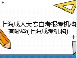 上海成人大专自考报考机构有哪些(上海成考机构)