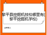 黎平县挖掘机技校哪里有(黎平挖掘机学校)