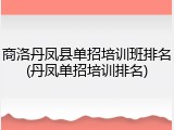 商洛丹凤县单招培训班排名(丹凤单招培训排名)
