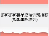 邯郸邯郸县单招培训班推荐(邯郸单招培训)