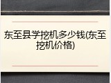 东至县学挖机多少钱(东至挖机价格)