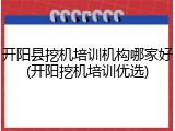 开阳县挖机培训机构哪家好(开阳挖机培训优选)
