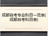 成都自考专业科目一览表(成都自考科目表)