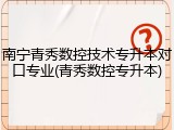 南宁青秀数控技术专升本对口专业(青秀数控专升本)