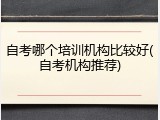 自考哪个培训机构比较好(自考机构推荐)