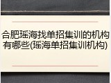 合肥瑶海找单招集训的机构有哪些(瑶海单招集训机构)
