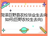 菏泽巨野县农校毕业生去向如何(巨野农校生去向)