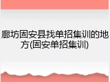 廊坊固安县找单招集训的地方(固安单招集训)
