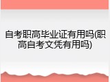 自考职高毕业证有用吗(职高自考文凭有用吗)