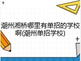 潮州湘桥哪里有单招的学校啊(潮州单招学校)