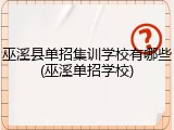 巫溪县单招集训学校有哪些(巫溪单招学校)