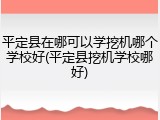 平定县在哪可以学挖机哪个学校好(平定县挖机学校哪好)