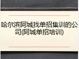 哈尔滨阿城找单招集训的公司(阿城单招培训)