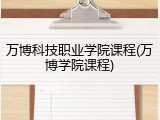 万博科技职业学院课程(万博学院课程)