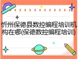 忻州保德县数控编程培训机构在哪(保德数控编程培训)