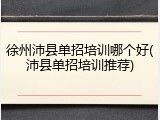徐州沛县单招培训哪个好(沛县单招培训推荐)
