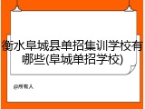 衡水阜城县单招集训学校有哪些(阜城单招学校)