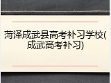 菏泽成武县高考补习学校(成武高考补习)