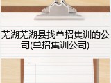 芜湖芜湖县找单招集训的公司(单招集训公司)
