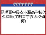 昆明晋宁县农业职高学校怎么样啊(昆明晋宁农职校如何)