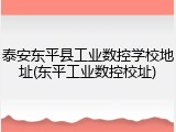 泰安东平县工业数控学校地址(东平工业数控校址)