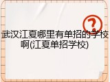 武汉江夏哪里有单招的学校啊(江夏单招学校)