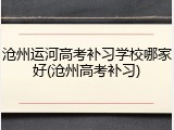 沧州运河高考补习学校哪家好(沧州高考补习)