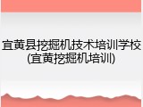 宜黄县挖掘机技术培训学校(宜黄挖掘机培训)