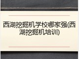 西湖挖掘机学校哪家强(西湖挖掘机培训)