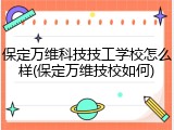 保定万维科技技工学校怎么样(保定万维技校如何)