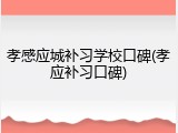孝感应城补习学校口碑(孝应补习口碑)