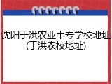 沈阳于洪农业中专学校地址(于洪农校地址)