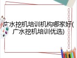广水挖机培训机构哪家好(广水挖机培训优选)