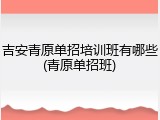 吉安青原单招培训班有哪些(青原单招班)