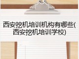 西安挖机培训机构有哪些(西安挖机培训学校)