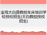 宝鸡太白县数控车床培训学校技校招生(太白数控技校招生)