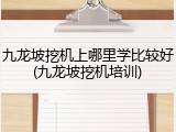 九龙坡挖机上哪里学比较好(九龙坡挖机培训)