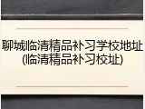 聊城临清精品补习学校地址(临清精品补习校址)