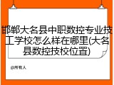 邯郸大名县中职数控专业技工学校怎么样在哪里(大名县数控技校位置)