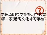 安阳汤阴县文化补习学校是哪一家(汤阴文化补习学校)