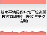 黔南平塘县数控加工培训班技校有哪些(平塘数控技校培训)