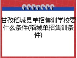 甘孜稻城县单招集训学校要什么条件(稻城单招集训条件)