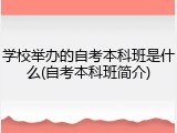学校举办的自考本科班是什么(自考本科班简介)
